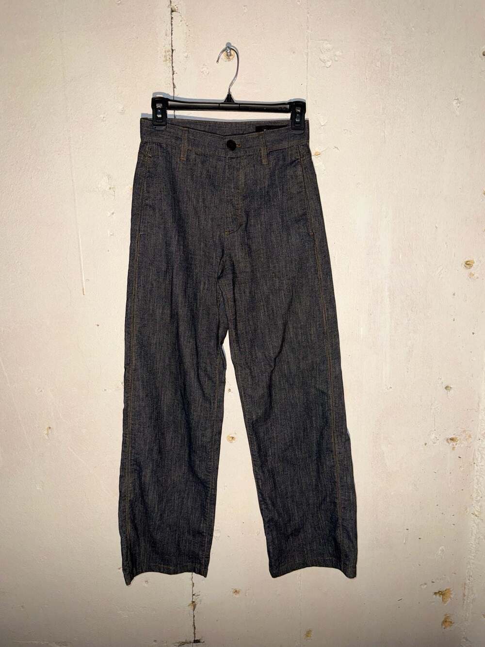 Massimo Dutti Herringbone Texture Dark Wash Baggy Denim Jeans